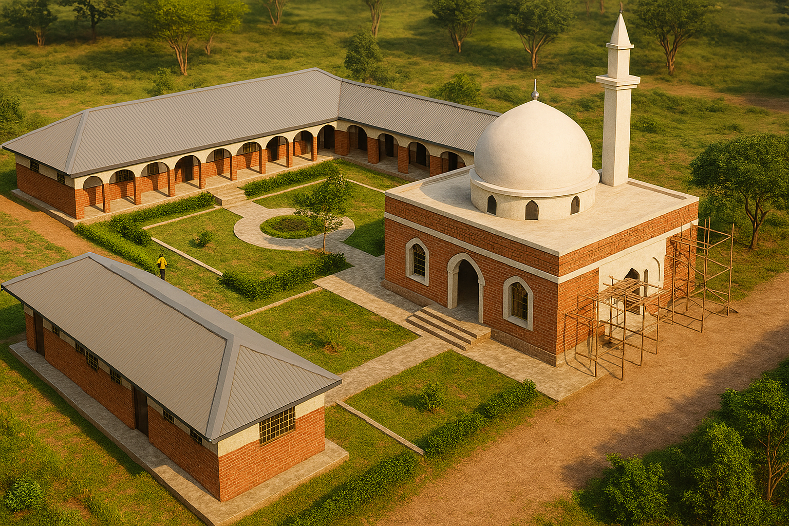 3D aerial view of Bugiri Islamic Culture Center