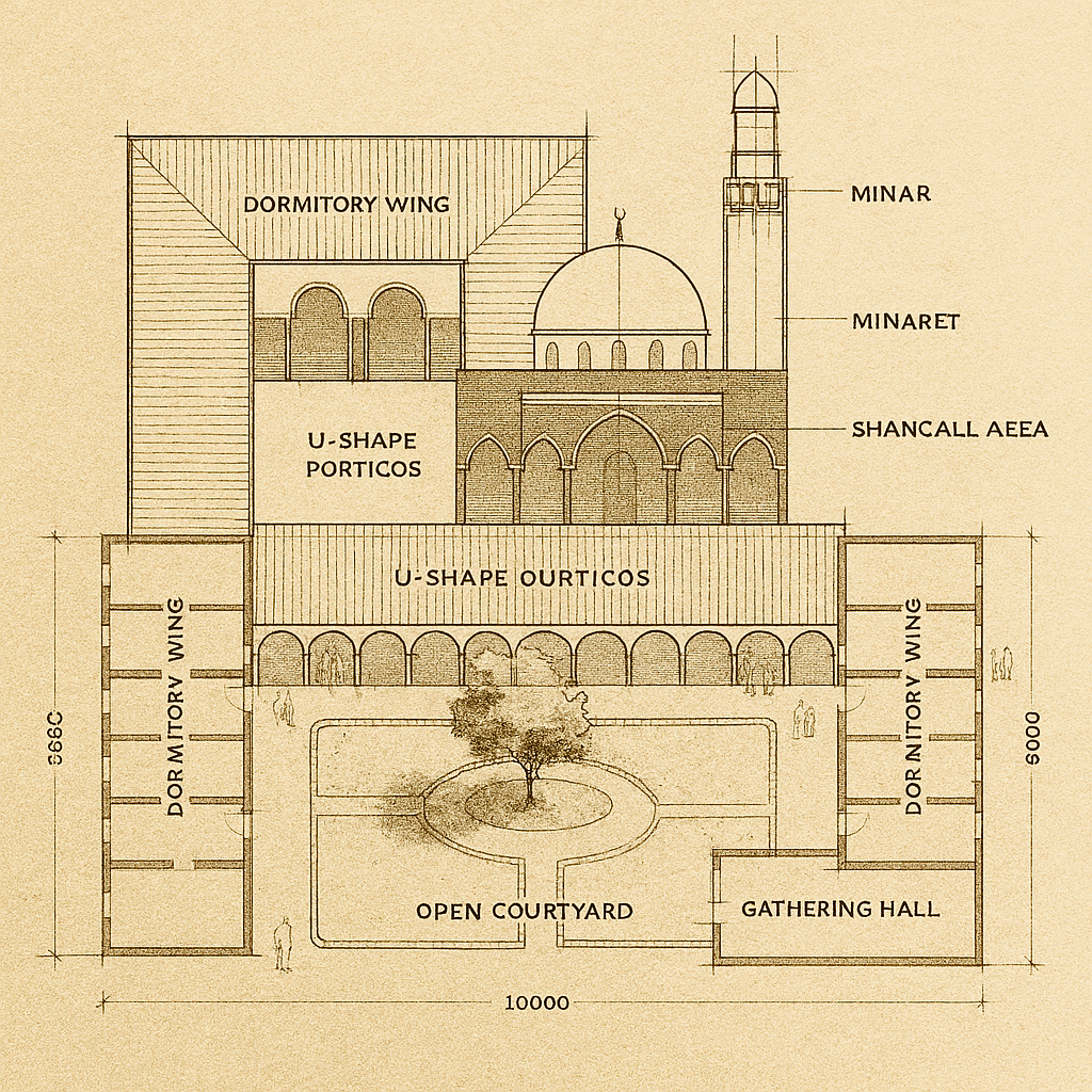 Architectural blueprint of Bugiri Mosque and Cultural Center