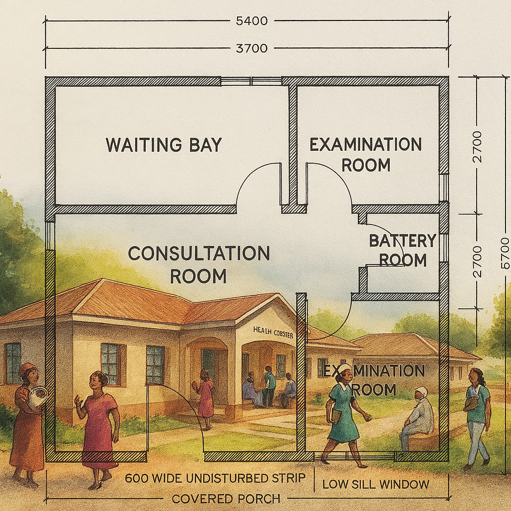 Architectural blueprint of Busia Woman’s Health Center