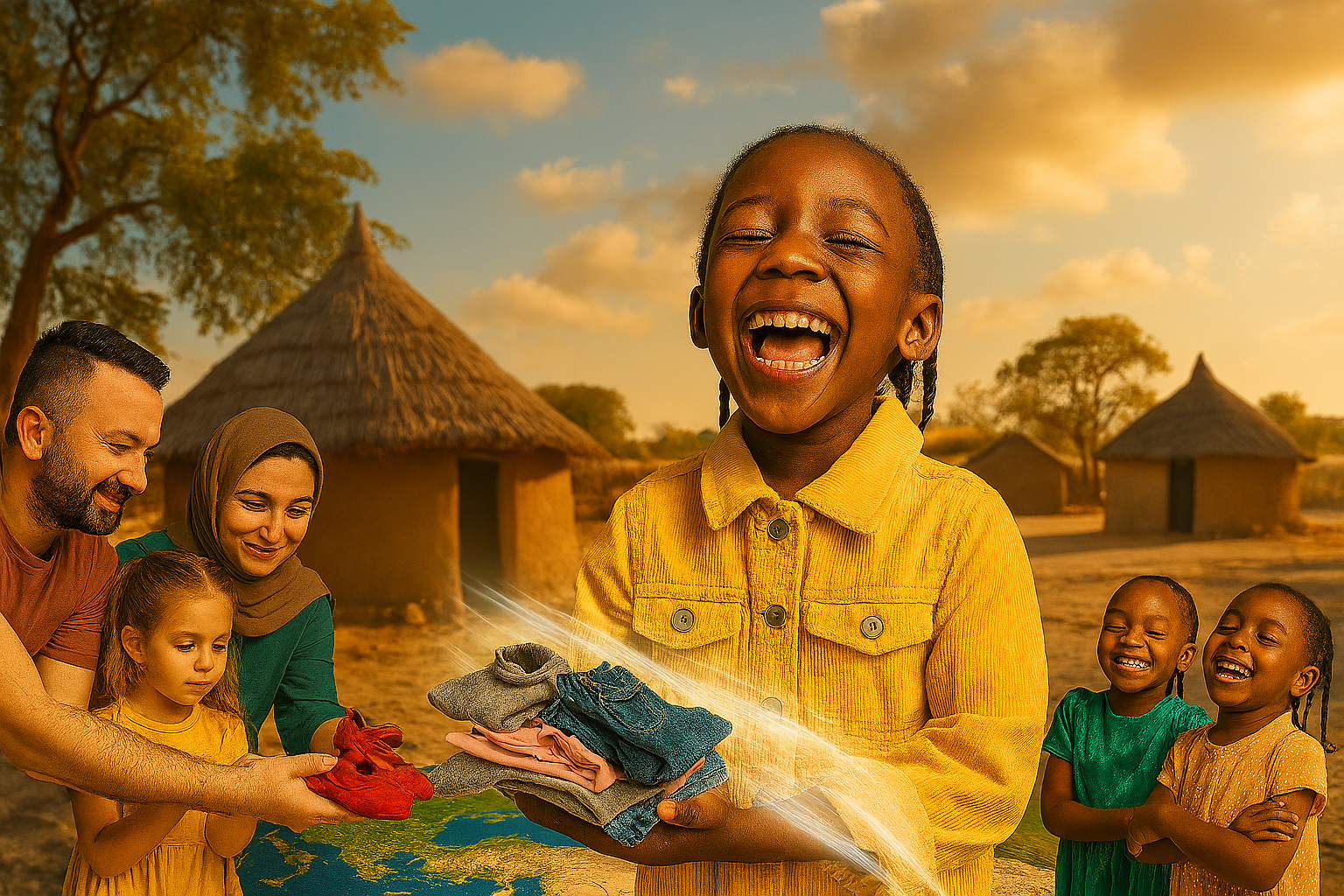 Child smiling proudly in new clothes