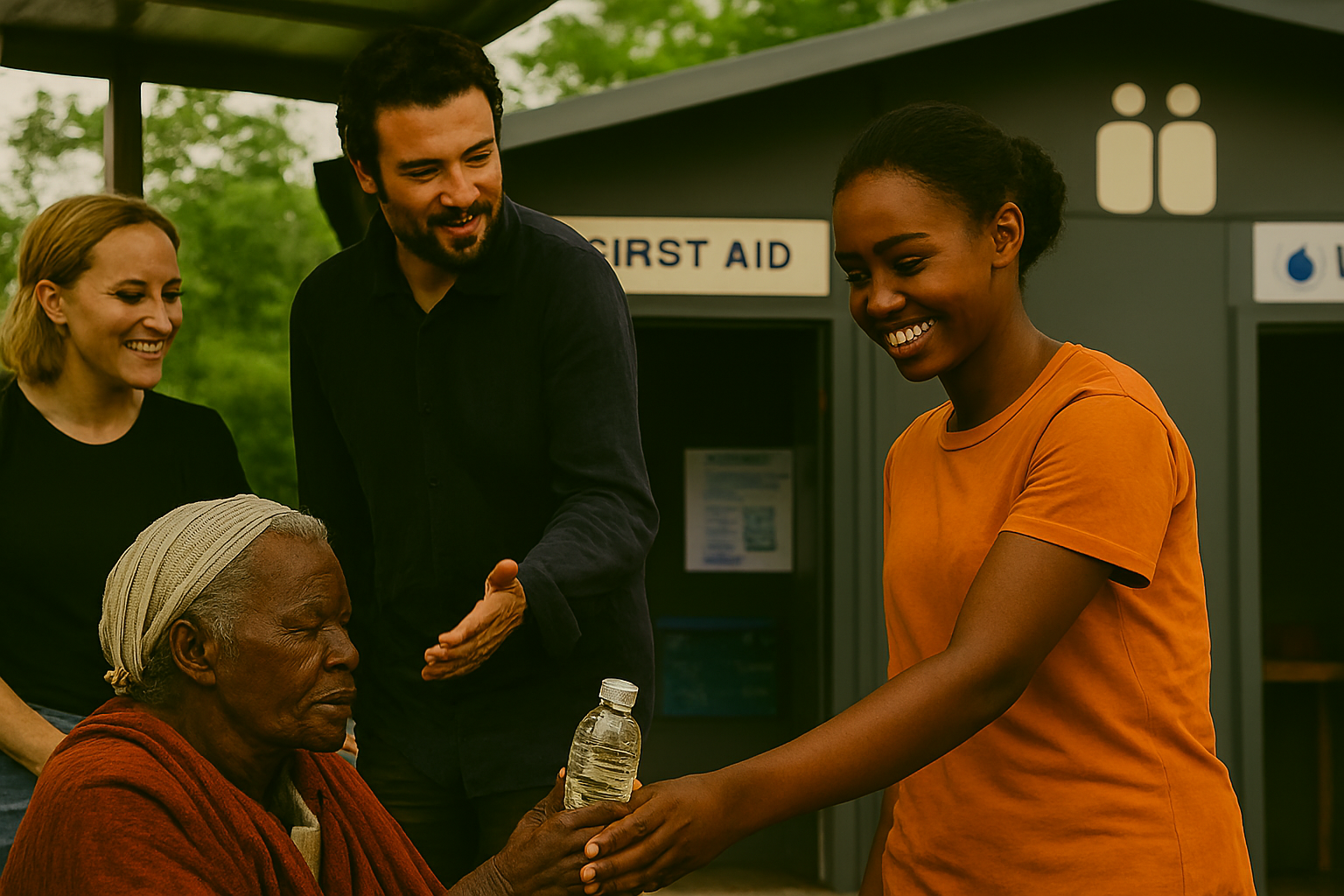 Youth facilitator serving elder