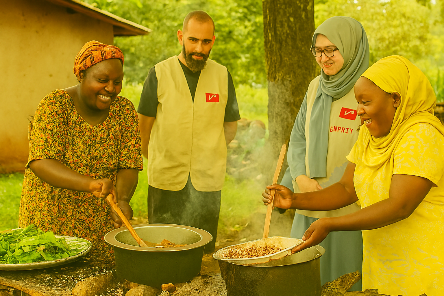 Children enjoying hot meals together