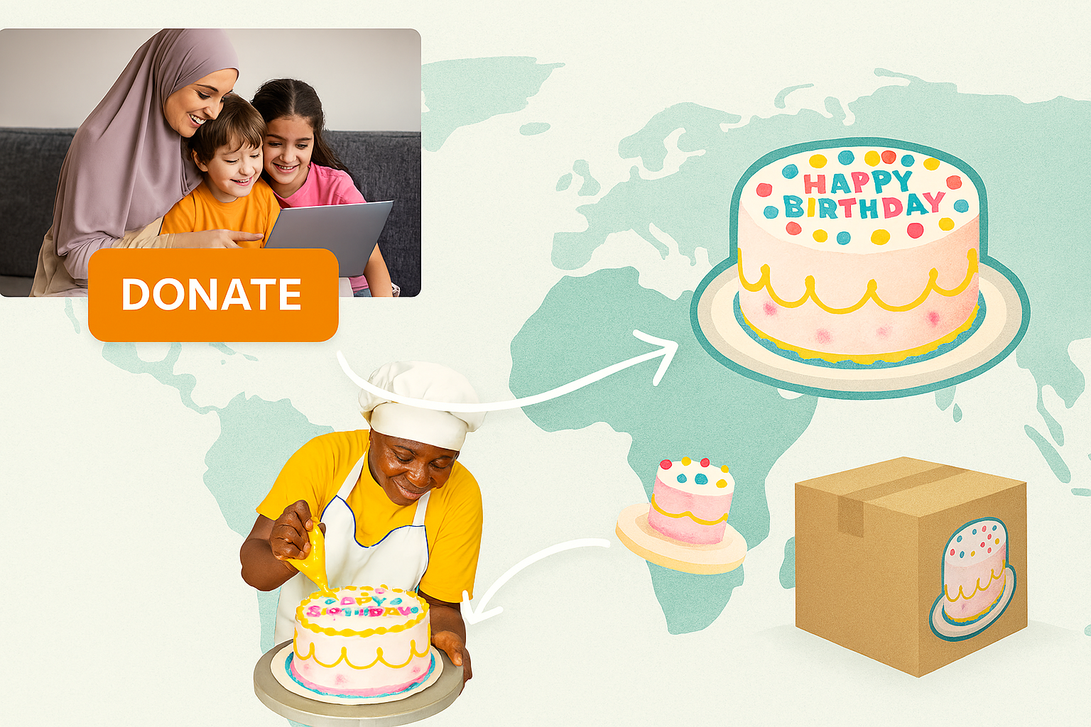 Birthday cake and drinks celebration