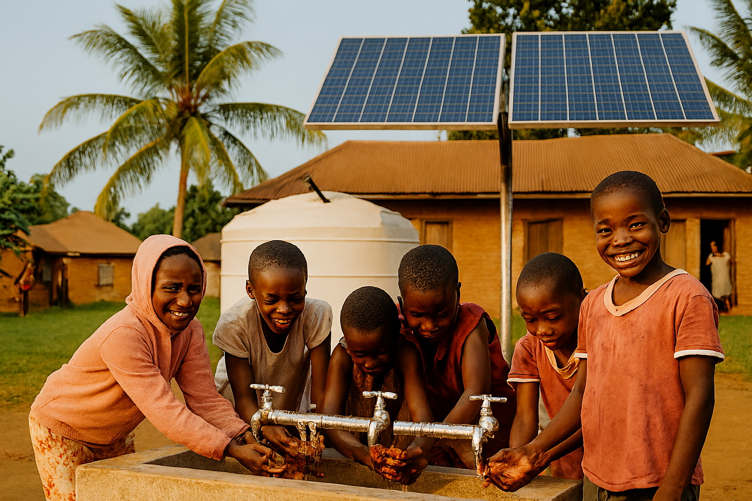 Villagers using tap stand for handwashing and ablution
